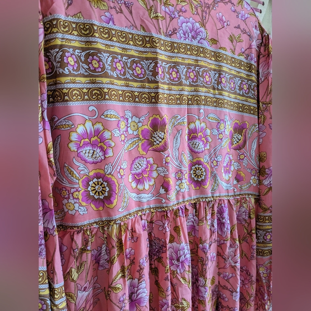 Long sleeve Maxi Dress, deep V neck and tassel ties size 16 - Picture 9 of 9